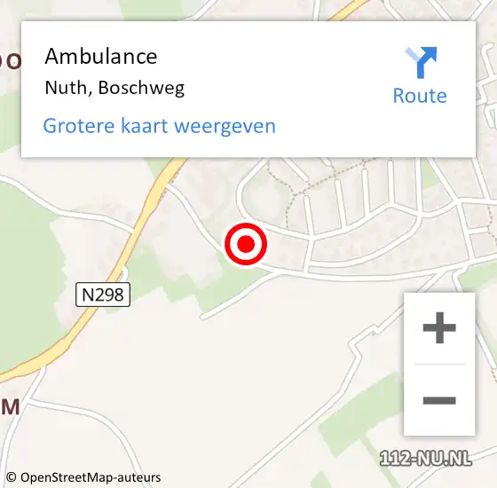 Locatie op kaart van de 112 melding: Ambulance Nuth, Boschweg op 26 juni 2014 20:43