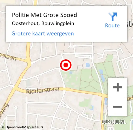 Locatie op kaart van de 112 melding: Politie Met Grote Spoed Naar Oosterhout, Bouwlingplein op 22 oktober 2021 16:23