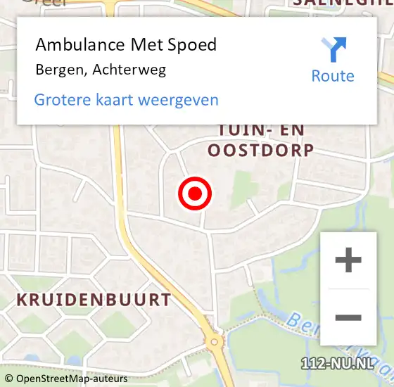 Locatie op kaart van de 112 melding: Ambulance Met Spoed Naar Bergen, Achterweg op 22 oktober 2021 16:26