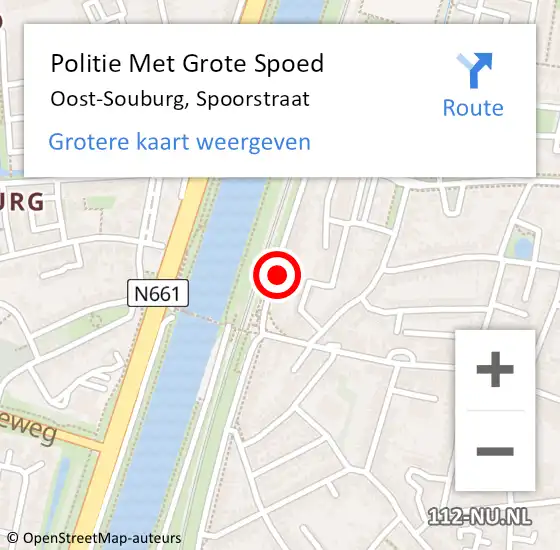 Locatie op kaart van de 112 melding: Politie Met Grote Spoed Naar Oost-Souburg, Spoorstraat op 22 oktober 2021 16:31