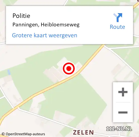 Locatie op kaart van de 112 melding: Politie Panningen, Heibloemseweg op 22 oktober 2021 17:01