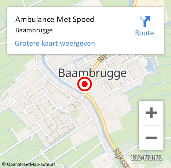 Locatie op kaart van de 112 melding: Ambulance Met Spoed Naar Baambrugge op 22 oktober 2021 17:03