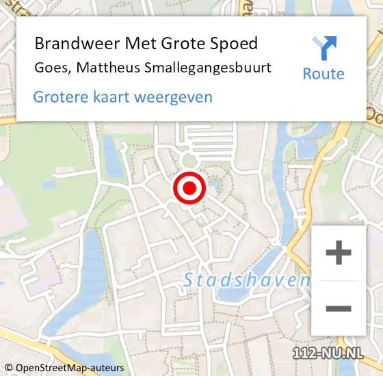 Locatie op kaart van de 112 melding: Brandweer Met Grote Spoed Naar Goes, Mattheus Smallegangesbuurt op 22 oktober 2021 17:03