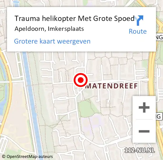 Locatie op kaart van de 112 melding: Trauma helikopter Met Grote Spoed Naar Apeldoorn, Imkersplaats op 22 oktober 2021 17:12