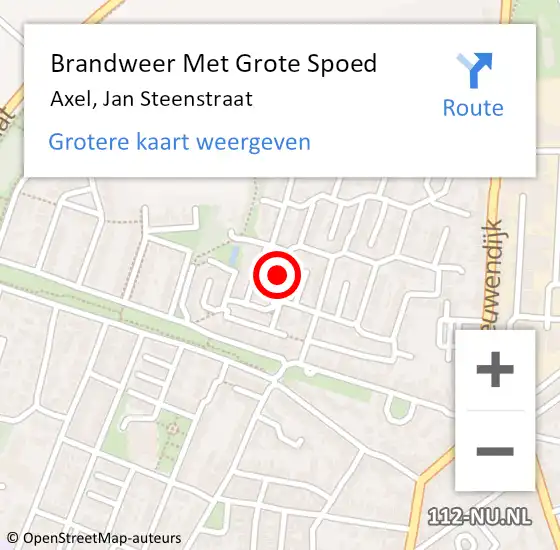 Locatie op kaart van de 112 melding: Brandweer Met Grote Spoed Naar Axel, Jan Steenstraat op 22 oktober 2021 17:23