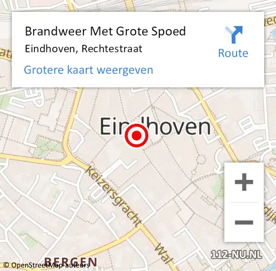 Locatie op kaart van de 112 melding: Brandweer Met Grote Spoed Naar Eindhoven, Rechtestraat op 22 oktober 2021 18:38