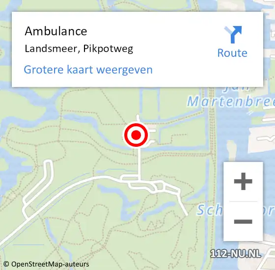 Locatie op kaart van de 112 melding: Ambulance Landsmeer, Pikpotweg op 22 oktober 2021 19:48