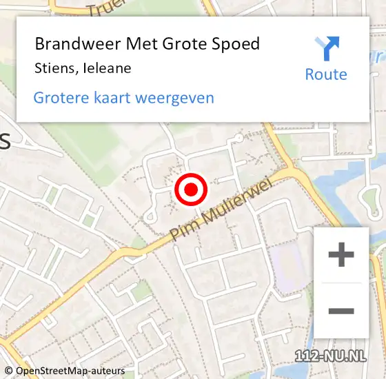 Locatie op kaart van de 112 melding: Brandweer Met Grote Spoed Naar Stiens, Ieleane op 22 oktober 2021 19:53