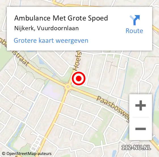 Locatie op kaart van de 112 melding: Ambulance Met Grote Spoed Naar Nijkerk, Vuurdoornlaan op 22 oktober 2021 20:13