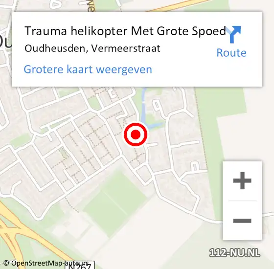 Locatie op kaart van de 112 melding: Trauma helikopter Met Grote Spoed Naar Oudheusden, Vermeerstraat op 22 oktober 2021 20:18