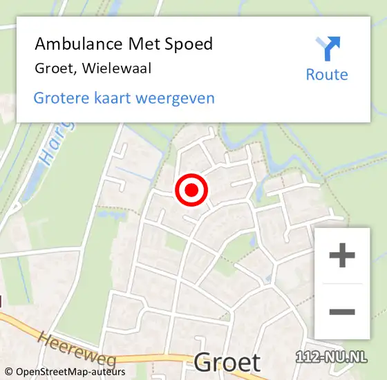 Locatie op kaart van de 112 melding: Ambulance Met Spoed Naar Groet, Wielewaal op 22 oktober 2021 20:34