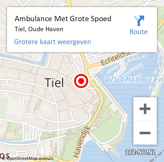 Locatie op kaart van de 112 melding: Ambulance Met Grote Spoed Naar Tiel, Oude Haven op 22 oktober 2021 20:50