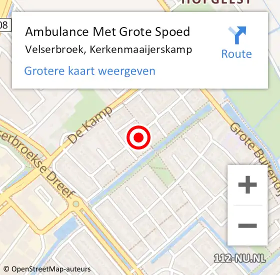 Locatie op kaart van de 112 melding: Ambulance Met Grote Spoed Naar Velserbroek, Kerkenmaaijerskamp op 22 oktober 2021 20:53