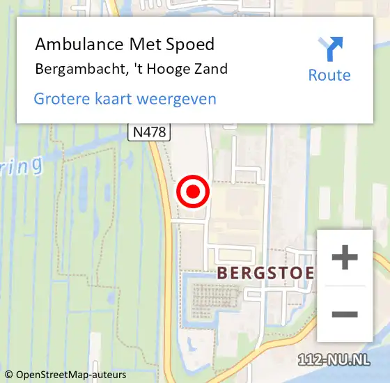 Locatie op kaart van de 112 melding: Ambulance Met Spoed Naar Bergambacht, 't Hooge Zand op 22 oktober 2021 21:43