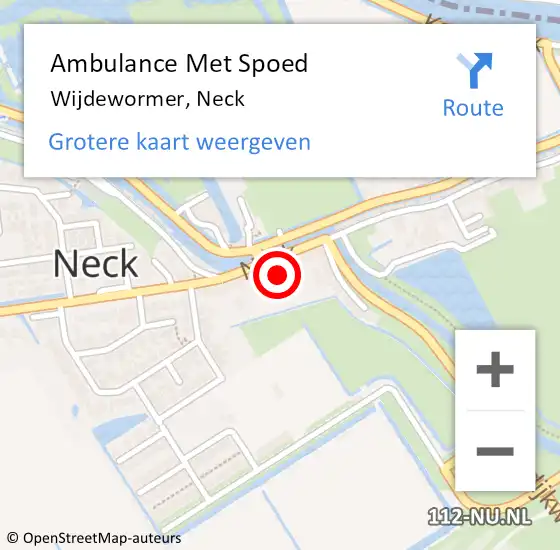 Locatie op kaart van de 112 melding: Ambulance Met Spoed Naar Wijdewormer, Neck op 22 oktober 2021 21:50