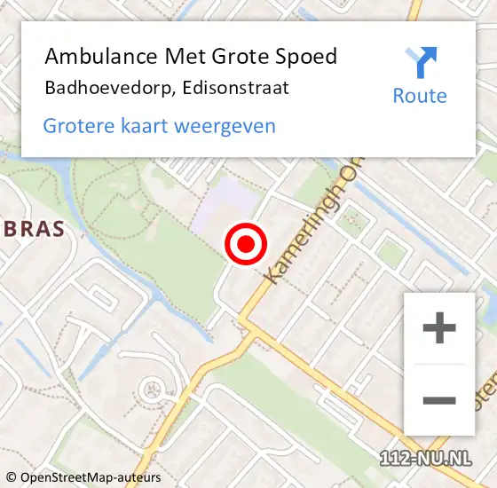 Locatie op kaart van de 112 melding: Ambulance Met Grote Spoed Naar Badhoevedorp, Edisonstraat op 22 oktober 2021 21:52