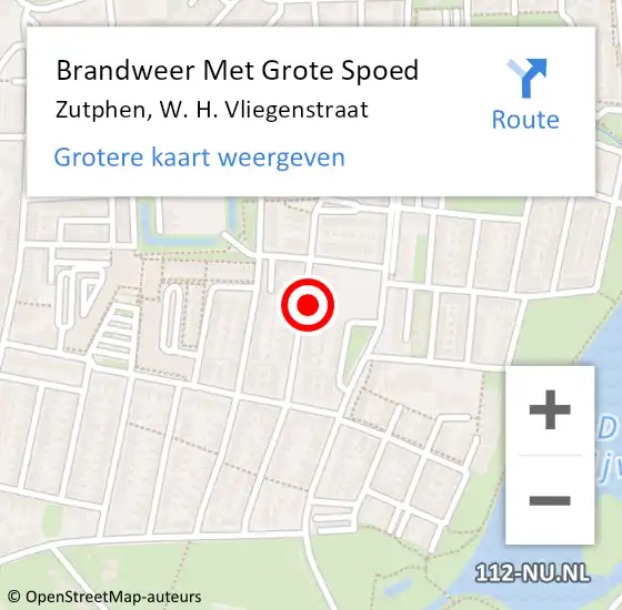 Locatie op kaart van de 112 melding: Brandweer Met Grote Spoed Naar Zutphen, W. H. Vliegenstraat op 22 oktober 2021 23:11