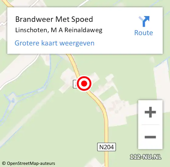 Locatie op kaart van de 112 melding: Brandweer Met Spoed Naar Linschoten, M A Reinaldaweg op 22 oktober 2021 23:50