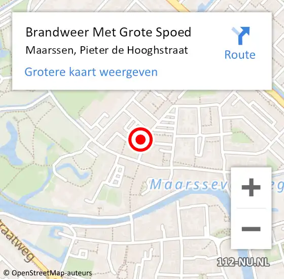 Locatie op kaart van de 112 melding: Brandweer Met Grote Spoed Naar Maarssen, Pieter de Hooghstraat op 23 oktober 2021 00:08