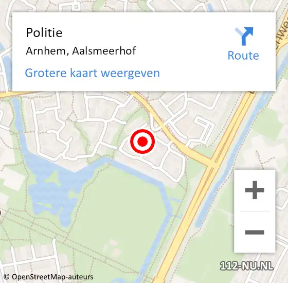 Locatie op kaart van de 112 melding: Politie Arnhem, Aalsmeerhof op 23 oktober 2021 00:08