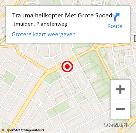 Locatie op kaart van de 112 melding: Trauma helikopter Met Grote Spoed Naar IJmuiden, Planetenweg op 23 oktober 2021 00:10