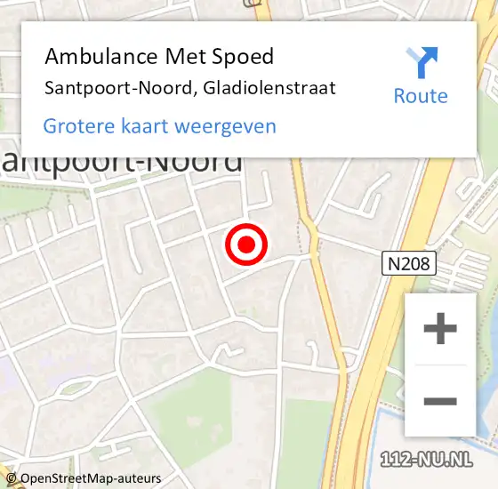 Locatie op kaart van de 112 melding: Ambulance Met Spoed Naar Santpoort-Noord, Gladiolenstraat op 23 oktober 2021 00:11