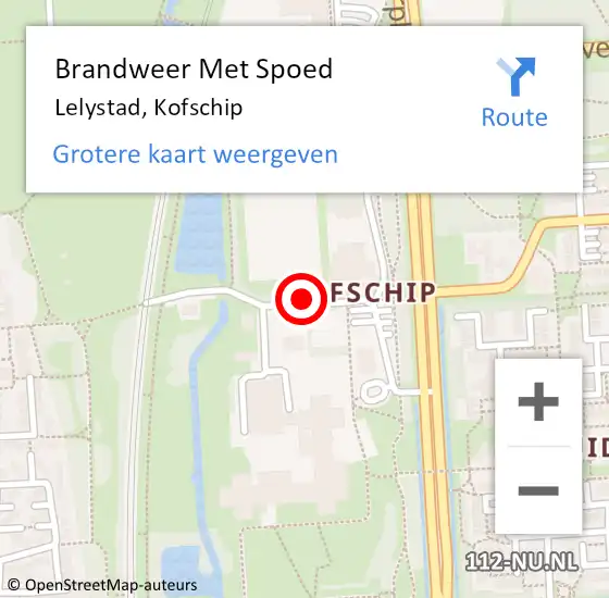 Locatie op kaart van de 112 melding: Brandweer Met Spoed Naar Lelystad, Kofschip op 23 oktober 2021 00:21