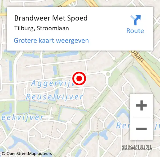 Locatie op kaart van de 112 melding: Brandweer Met Spoed Naar Tilburg, Stroomlaan op 23 oktober 2021 00:47