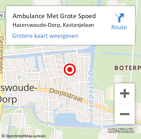 Locatie op kaart van de 112 melding: Ambulance Met Grote Spoed Naar Hazerswoude-Dorp, Kastanjelaan op 23 oktober 2021 01:23