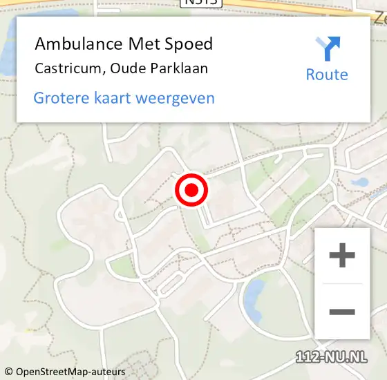 Locatie op kaart van de 112 melding: Ambulance Met Spoed Naar Castricum, Oude Parklaan op 23 oktober 2021 01:40