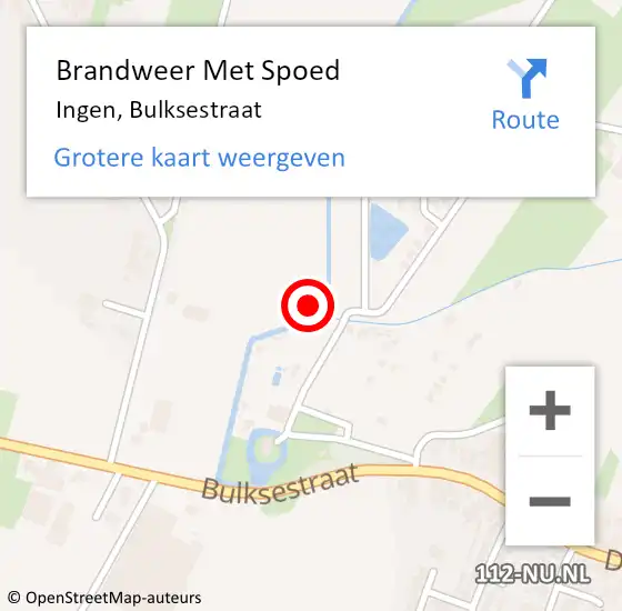 Locatie op kaart van de 112 melding: Brandweer Met Spoed Naar Ingen, Bulksestraat op 23 oktober 2021 02:07