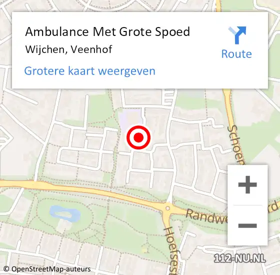 Locatie op kaart van de 112 melding: Ambulance Met Grote Spoed Naar Wijchen, Veenhof op 23 oktober 2021 02:15