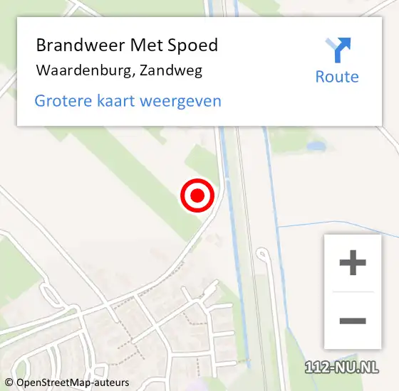 Locatie op kaart van de 112 melding: Brandweer Met Spoed Naar Waardenburg, Zandweg op 23 oktober 2021 02:51