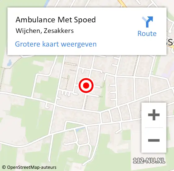 Locatie op kaart van de 112 melding: Ambulance Met Spoed Naar Wijchen, Zesakkers op 23 oktober 2021 02:55