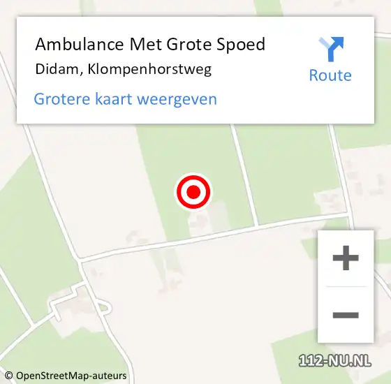 Locatie op kaart van de 112 melding: Ambulance Met Grote Spoed Naar Didam, Klompenhorstweg op 23 oktober 2021 03:01