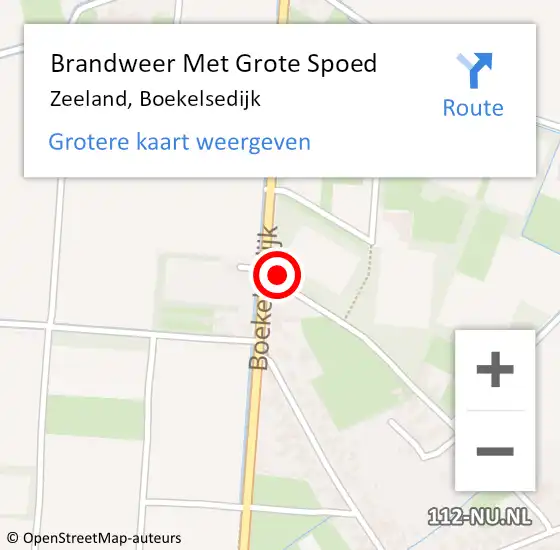 Locatie op kaart van de 112 melding: Brandweer Met Grote Spoed Naar Zeeland, Boekelsedijk op 23 oktober 2021 03:11