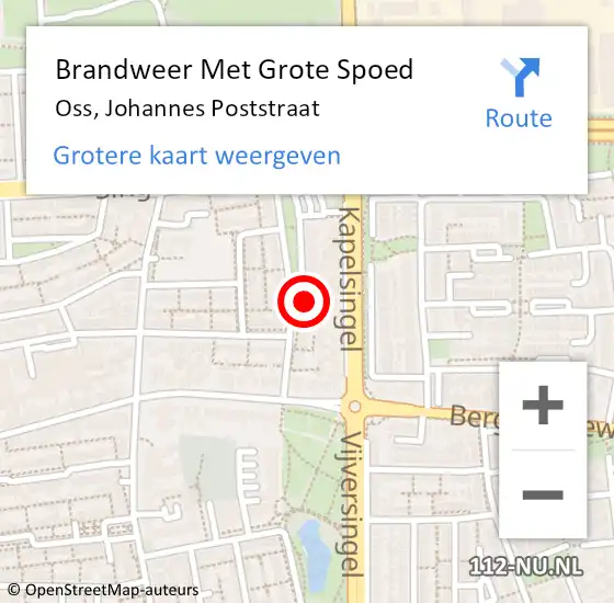 Locatie op kaart van de 112 melding: Brandweer Met Grote Spoed Naar Oss, Johannes Poststraat op 23 oktober 2021 04:29