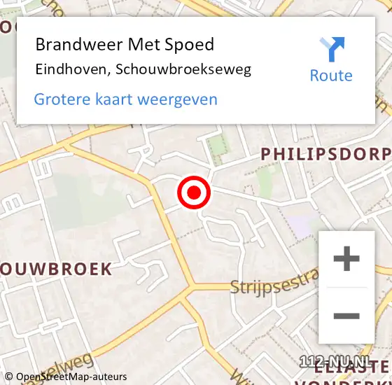 Locatie op kaart van de 112 melding: Brandweer Met Spoed Naar Eindhoven, Schouwbroekseweg op 23 oktober 2021 04:42