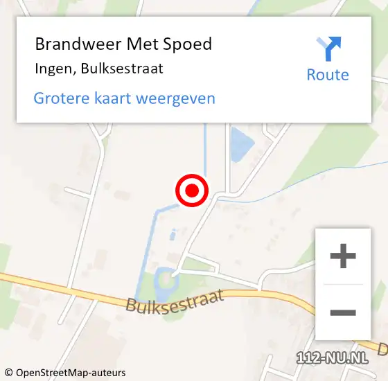 Locatie op kaart van de 112 melding: Brandweer Met Spoed Naar Ingen, Bulksestraat op 23 oktober 2021 05:48