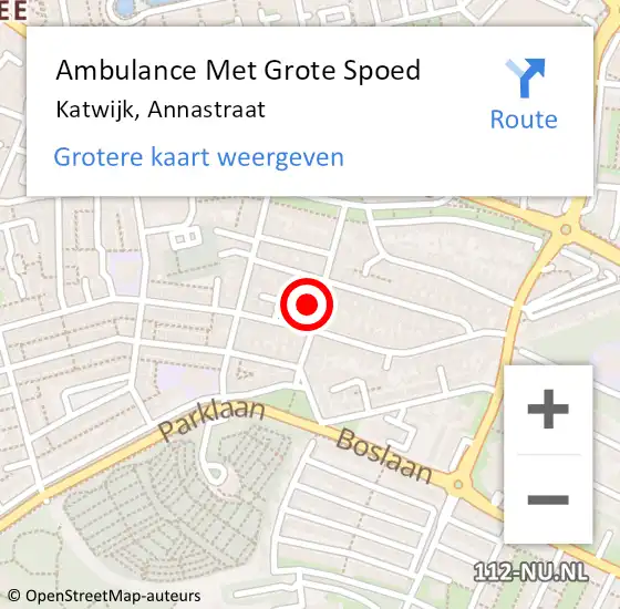 Locatie op kaart van de 112 melding: Ambulance Met Grote Spoed Naar Katwijk, Annastraat op 23 oktober 2021 05:54