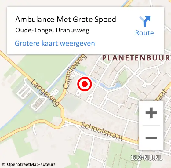 Locatie op kaart van de 112 melding: Ambulance Met Grote Spoed Naar Oude-Tonge, Uranusweg op 23 oktober 2021 06:16