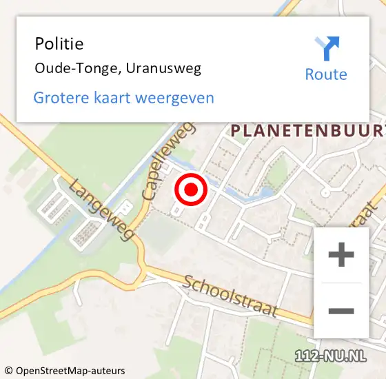 Locatie op kaart van de 112 melding: Politie Oude-Tonge, Uranusweg op 23 oktober 2021 06:20