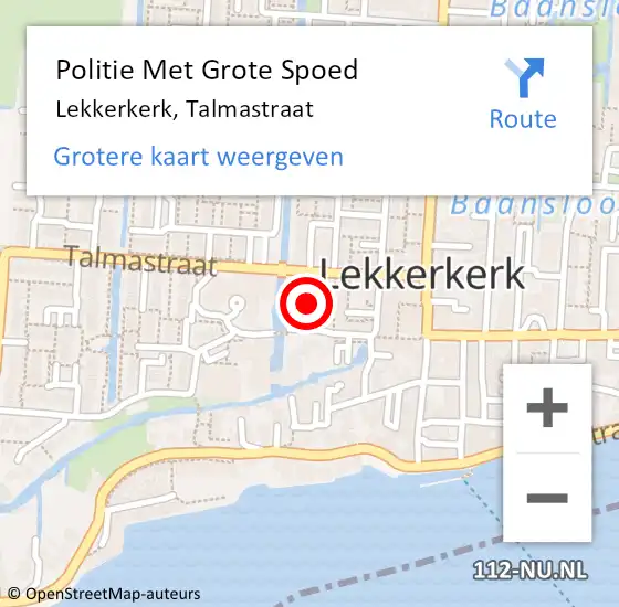 Locatie op kaart van de 112 melding: Politie Met Grote Spoed Naar Lekkerkerk, Talmastraat op 23 oktober 2021 07:55