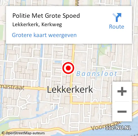 Locatie op kaart van de 112 melding: Politie Met Grote Spoed Naar Lekkerkerk, Kerkweg op 23 oktober 2021 07:55