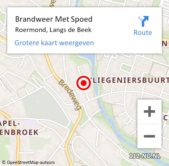 Locatie op kaart van de 112 melding: Brandweer Met Spoed Naar Roermond, Langs de Beek op 23 oktober 2021 08:00