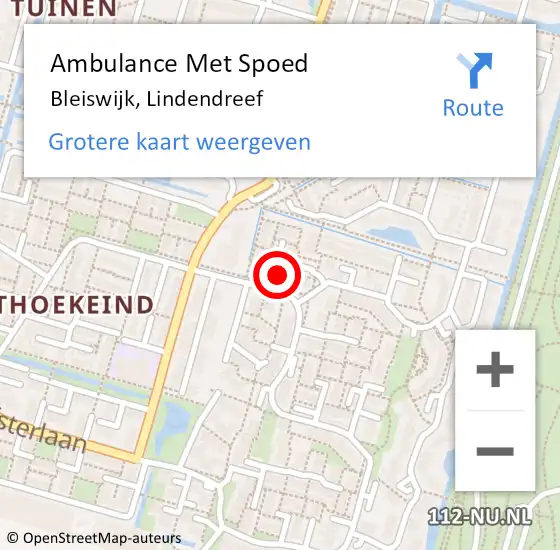 Locatie op kaart van de 112 melding: Ambulance Met Spoed Naar Bleiswijk, Lindendreef op 23 oktober 2021 08:03