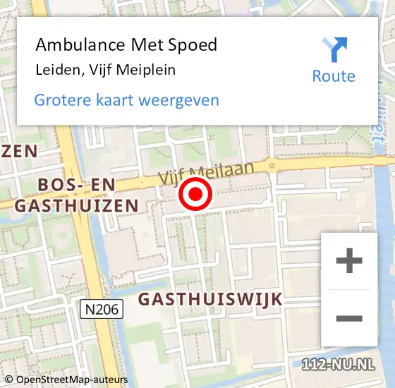 Locatie op kaart van de 112 melding: Ambulance Met Spoed Naar Leiden, Vijf Meiplein op 23 oktober 2021 08:16