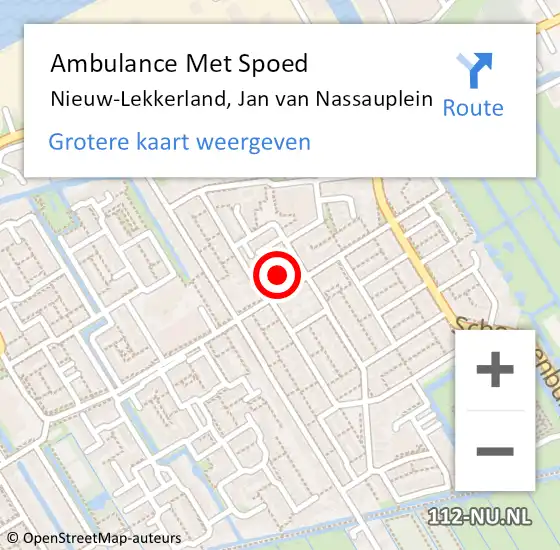 Locatie op kaart van de 112 melding: Ambulance Met Spoed Naar Nieuw-Lekkerland, Jan van Nassauplein op 23 oktober 2021 08:47