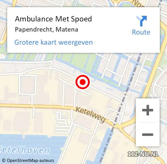 Locatie op kaart van de 112 melding: Ambulance Met Spoed Naar Papendrecht, Matena op 23 oktober 2021 09:10