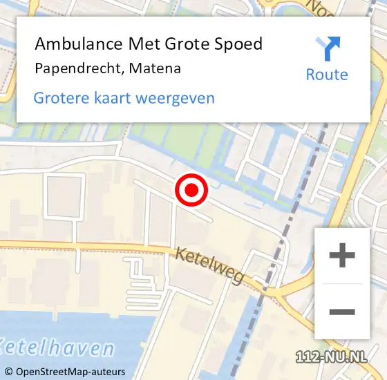 Locatie op kaart van de 112 melding: Ambulance Met Grote Spoed Naar Papendrecht, Matena op 23 oktober 2021 09:11